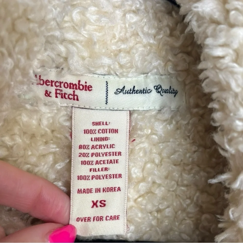 Y2K 90s 2000s Abercrombie & Fitch Jacket XS Penny Lane Faux Fur Lined Corduroy - Picture 5 of 14